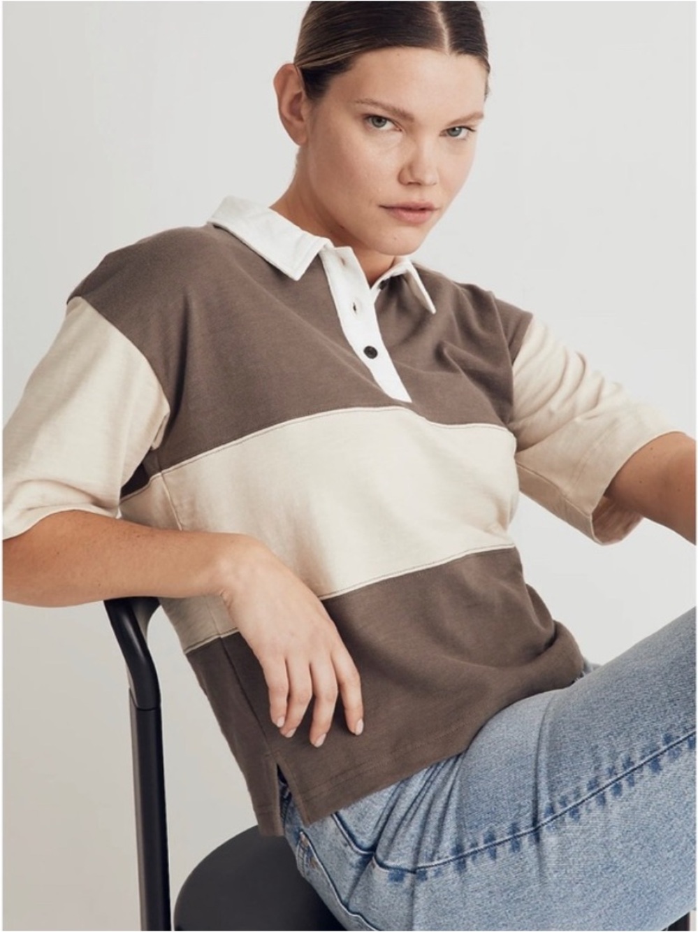 Madewell Oversized Polo Stripe Shirt, XXS